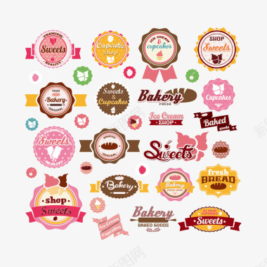 logo圆形冰淇淋店标签图标图标