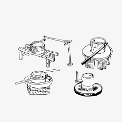 手绘石磨手绘石磨矢量图高清图片