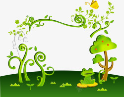 创意绿色植物青蛙春季背景素材