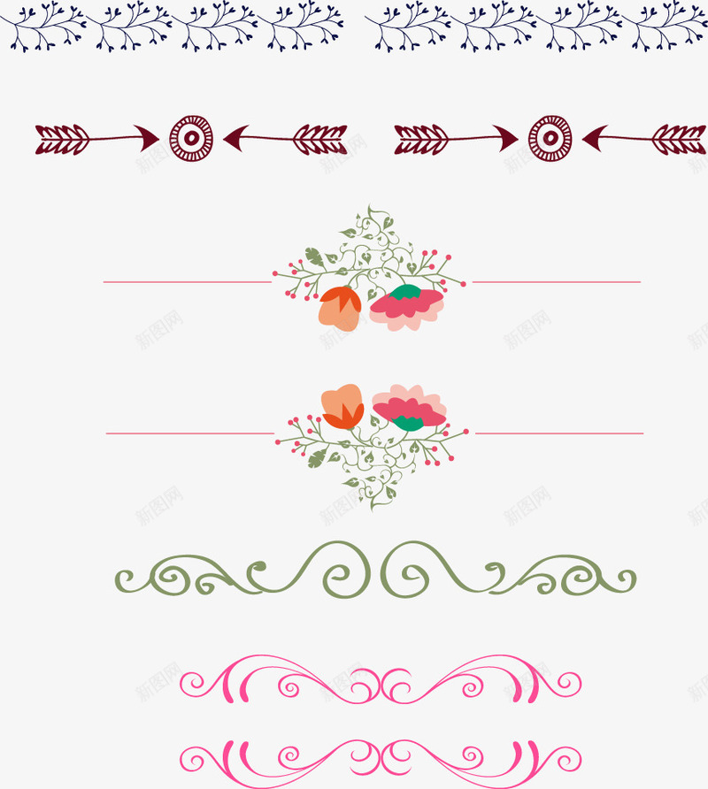 欧式花纹边框装饰栏花边细线矢量图ai免抠素材_88icon https://88icon.com 小清新 新春 欧式花纹 碎花 细线 花边 矢量图
