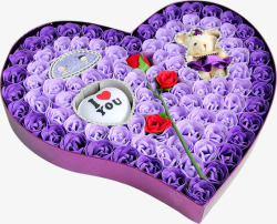 紫色心形玫瑰花礼盒素材