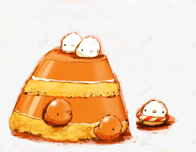 布丁小鸡png免抠素材_88icon https://88icon.com 卡通 可爱 小鸡崽 手绘 甜点 萌 蛋糕 面包 食品 食物