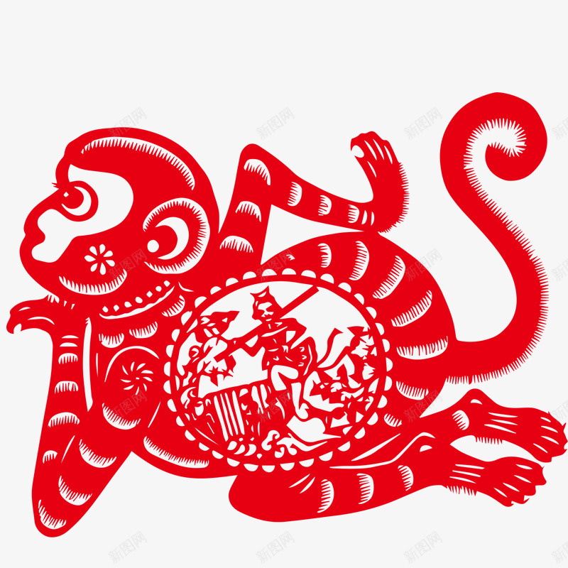 猴年剪纸png免抠素材_88icon https://88icon.com 年货 年货节 抢年货 拜年 新年素材 猴年 阿里年货节