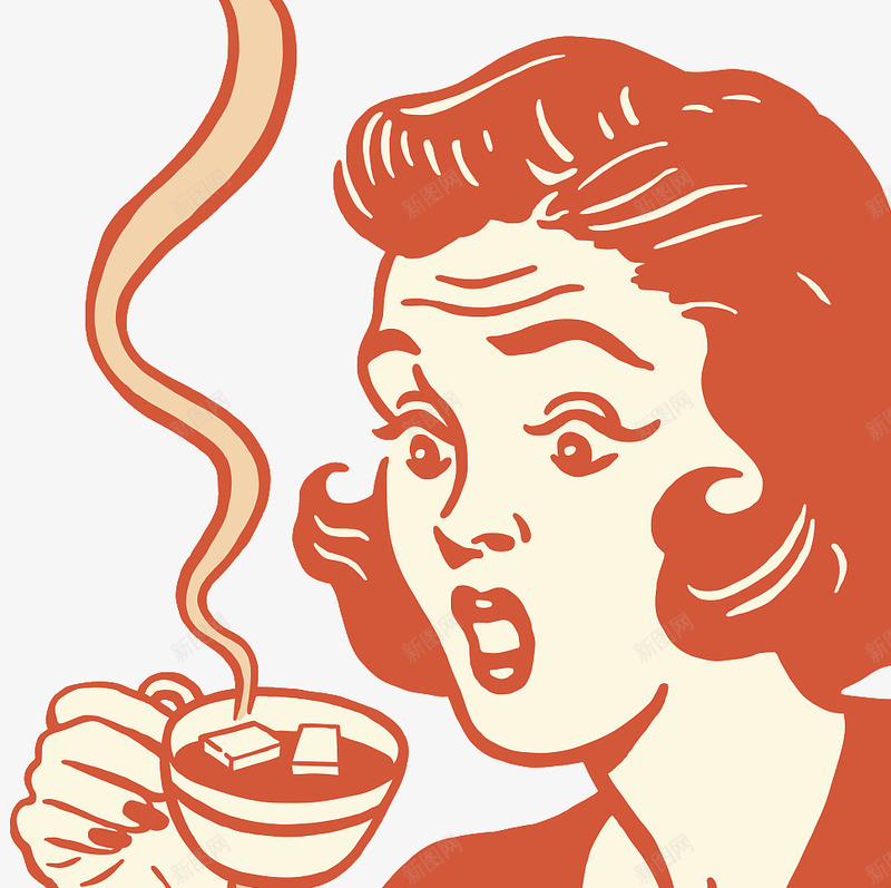 复古插图喝热咖啡的女孩png免抠素材_88icon https://88icon.com 咖啡 喝咖啡人物 喝咖啡女孩 复古插图 烫 热咖啡 红色