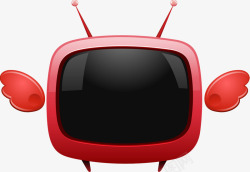 矢量电视机红色卡通可爱翅膀电视机高清图片