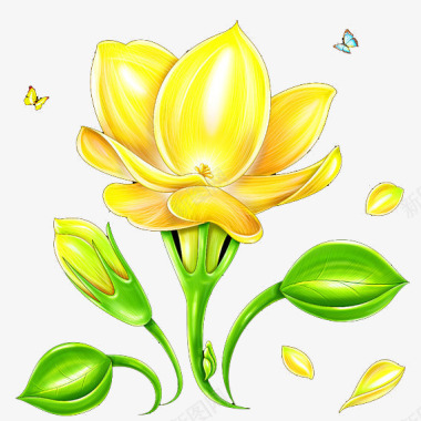 美丽黄色花朵手绘茉莉图标图标