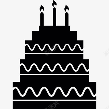 七彩云层五个生日蛋糕层蜡烛图标图标
