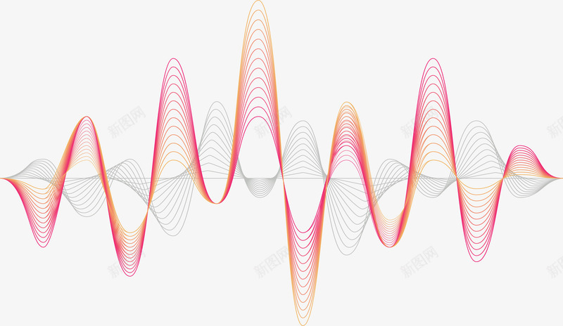 粉红色科技波纹png免抠素材_88icon https://88icon.com 几何波纹 声波 声波纹 矢量素材 粉色波纹 超声波