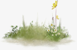 手绘草地花丛装饰图案素材