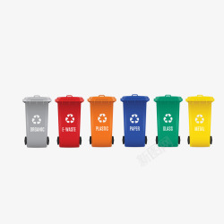 彩色的垃圾分类垃圾桶矢量图素材