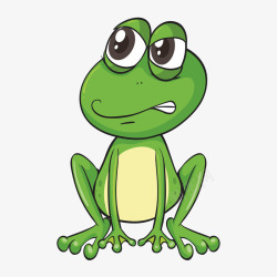 手绘卡通绿色青蛙不屑表情素材