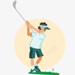 男运动员打高尔夫球插画矢量图素材