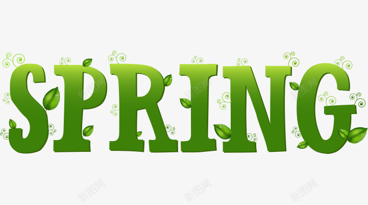 SPRINGpng免抠素材_88icon https://88icon.com 字体 春 春天 春季 春色 树叶 绿叶 绿色