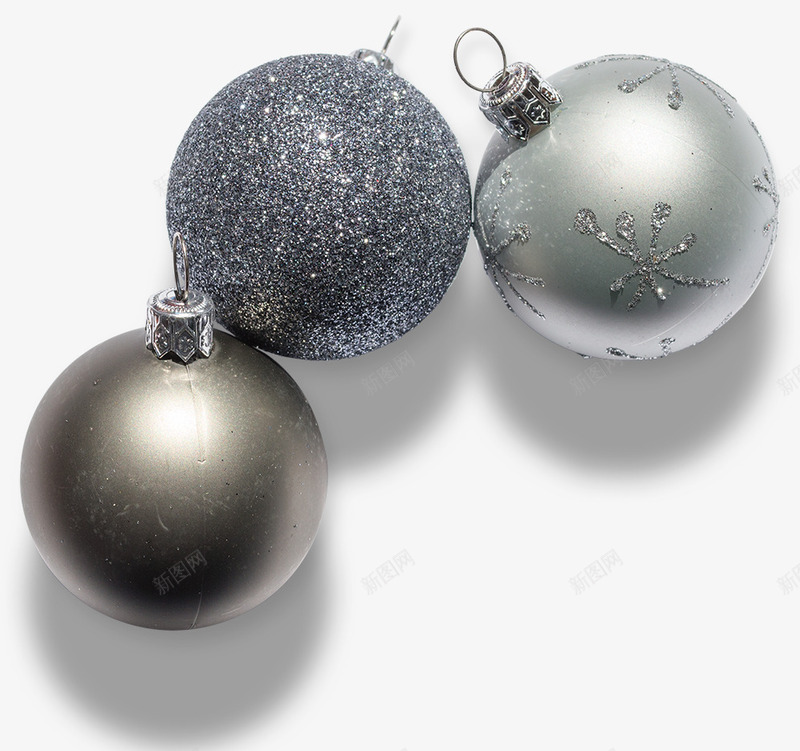 装饰球psd免抠素材_88icon https://88icon.com 圣诞节 装饰球 银色球