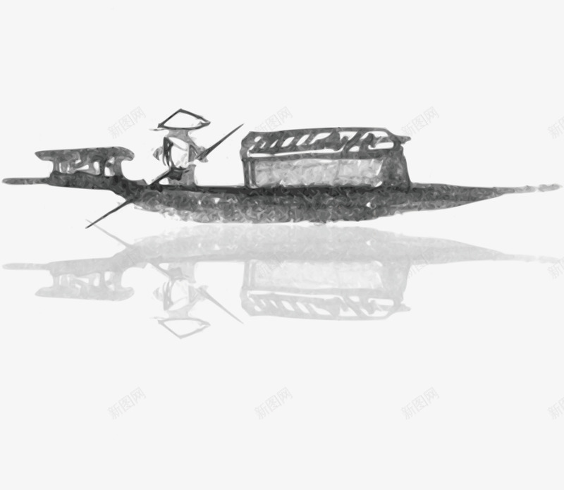 渔夫划船png免抠素材_88icon https://88icon.com 中国风 传统 古风 山水 水墨 海报 背景