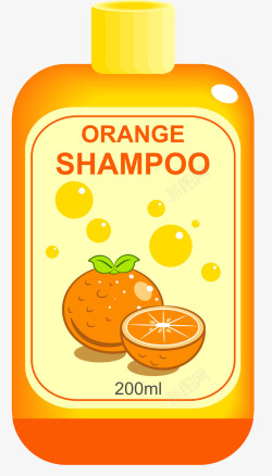 卡通橙色洗发水瓶素材