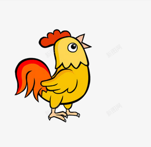 打鸣的小公鸡png免抠素材_88icon https://88icon.com 卡通手绘 可爱的公鸡 大大的鸡冠 彩色大公鸡 黄色的羽毛