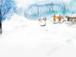 彩色雪人冬天高清图片