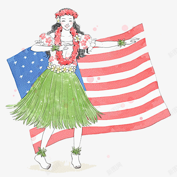 美国夏威夷风情png免抠素材_88icon https://88icon.com 夏威夷美女 夏威夷风情 美国 美国国旗 草裙舞
