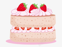 草莓奶油双层大块美味甜品手绘蛋素材