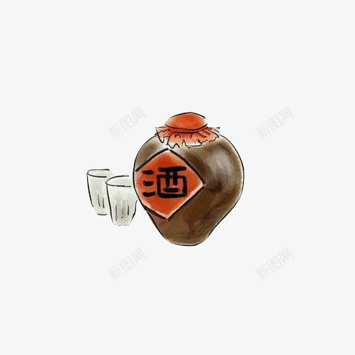 酒罐手绘画片png免抠素材_88icon https://88icon.com 水彩画 酒 酒精饮品 酿酒 陶罐