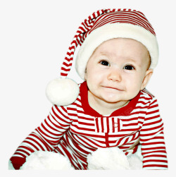 可爱圣诞宝宝红白条纹圣诞帽子素素材