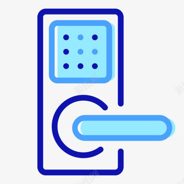 锁蓝色手绘圆角智能锁元素矢量图图标图标