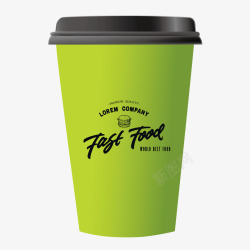 绿色质感咖啡杯子矢量图素材