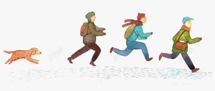卡通奔跑学生png免抠素材_88icon https://88icon.com 上学 冬天 奔跑 学生 背包的人