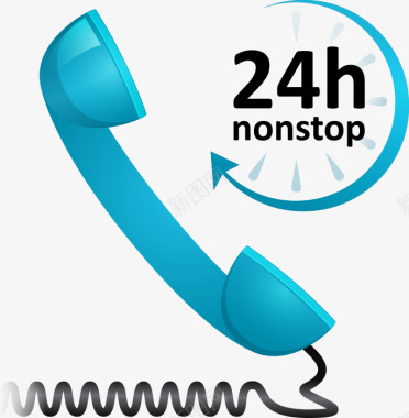 24节气蓝色24小时电话客服图标图标