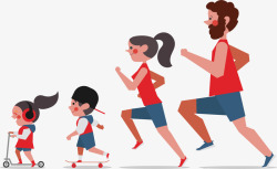 国际家庭国际家庭日跑步的一家人高清图片