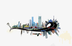 科技幻想创意未来城市高清图片