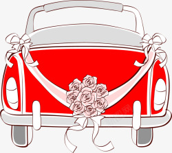 婚礼红色花朵婚车素材