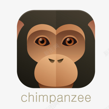 猩猩黑猩猩方形动物标矢量图图标图标
