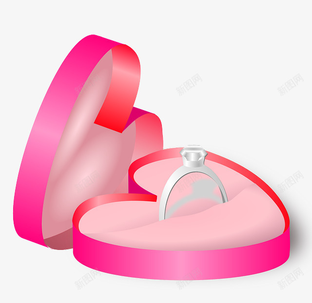 心形粉红色戒指盒png免抠素材_88icon https://88icon.com 婚庆 心形 戒指 粉色 首饰盒