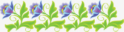 手绘蓝色花朵植物边框素材
