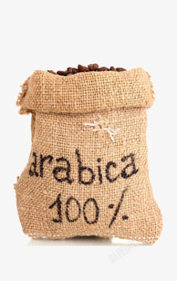 一麻袋里装满的阿拉比卡豆咖啡豆素材