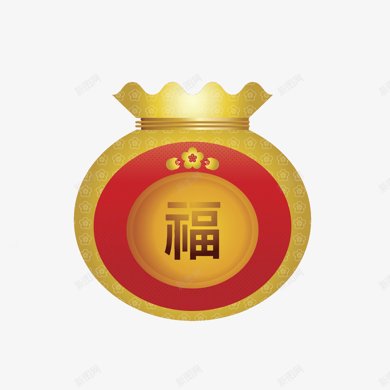 手绘创意钱袋装饰图png免抠素材_88icon https://88icon.com 卡通 插图 春节 福字 福袋 艺术字 装饰 钱袋