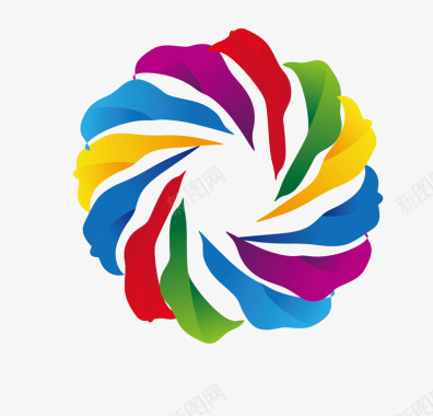 创意彩色logo创意商务logo五彩圆环矢量图图标图标