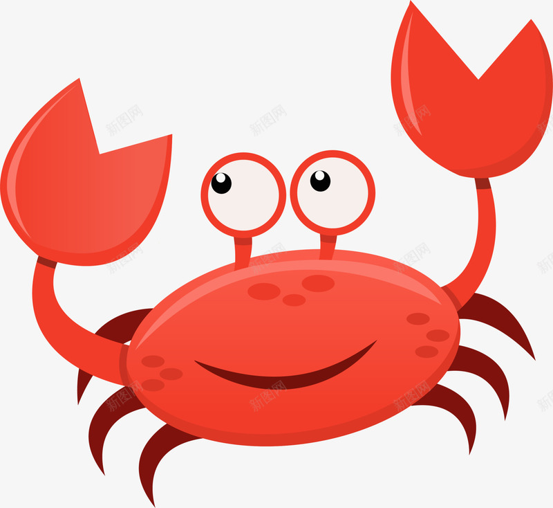 卡通红色可爱螃蟹png免抠素材_88icon https://88icon.com 卡通螃蟹 可爱螃蟹 海生生物 童趣 红色螃蟹 黄色蟹钳