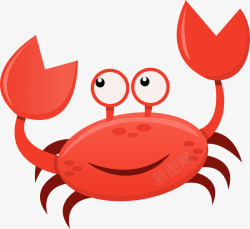 卡通红色可爱螃蟹素材
