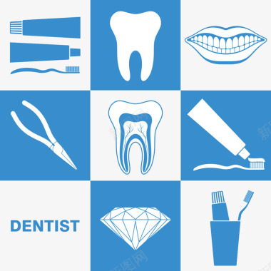 钻石设计矢量图钻石与牙齿保健图标图标