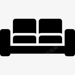 黑色坐垫设计客厅的黑色双人沙发图标高清图片