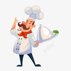 面包师微笑的卡通厨师插画高清图片