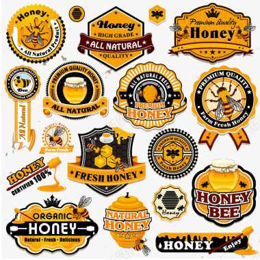18款精致蜂蜜标签图标图标