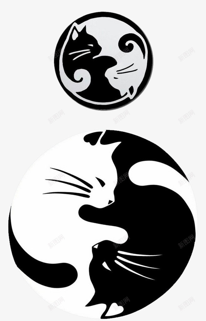 艺术猫太极形状png免抠素材_88icon https://88icon.com 太极 猫 艺术图案 黑白画