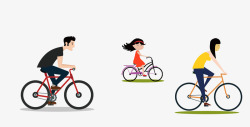 开心骑自行车一家人开开心心骑自行车出行高清图片