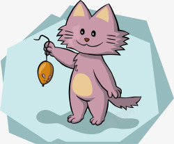 儿童画火车手绘卡通猫咪捉老鼠插画矢量图高清图片