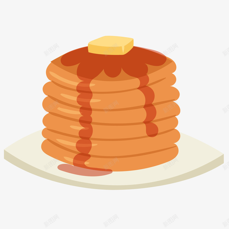 美味烤薄饼插画矢量图ai免抠素材_88icon https://88icon.com 下午茶 免抠PNG 早餐 点心 甜点 美味烤薄饼矢量插画 蛋糕 蜂蜜 黄油 矢量图