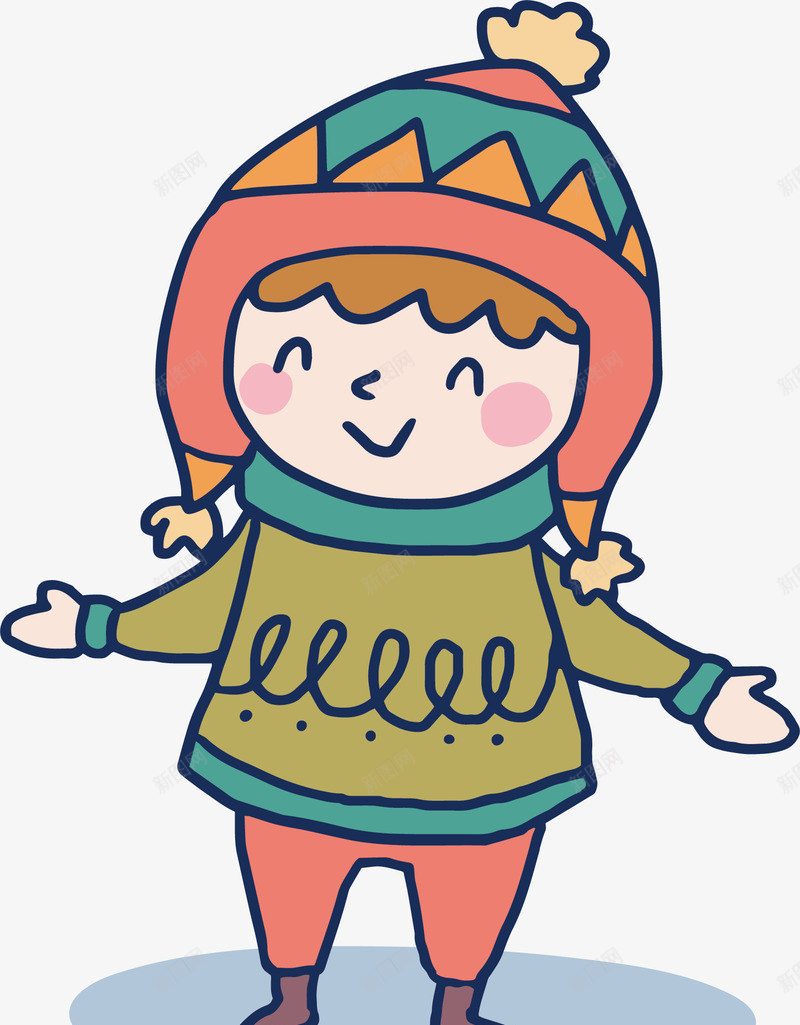 开心拥抱冬天的女孩矢量图ai免抠素材_88icon https://88icon.com 冬天女孩 可爱女孩 开心的孩子 拥抱冬天 矢量png 迎接冬天 矢量图